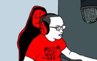 brown_eyes chair chud closed_mouth clothes drawn_background glasses grey_hairy headphones microphone millions_must_die nazism swastika text tshirt variant:unknown // 1286x813 // 30.6KB