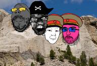 4soyjaks angry blue_eyes blue_sclera cap captain_coal closed_mouth clothes coal coal_skin communism doll_(user) ear glasses grey_skin hammer_and_sickle hat irl_background kuz looking_at_you military_cap mount_rushmore mountain mustache neutral open_mouth pink_skin pirate pirate_hat sky smile soot soyjak_party star stubble subvariant:wholesome_soyjak teeth variant:dolljak variant:feraljak variant:gapejak variant:kuzjak yellow_sclera // 1599x1080 // 2.4MB