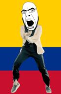 angry animated colombia country dance flag full_body gangnam_style glasses irl open_mouth soyjak stubble variant:cobson // 300x460 // 499.4KB