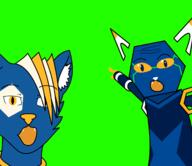 2soyjaks android animal arm blue_skin cat e621 esix fangs feline furry green_screen hand mascot open_mouth orange_eyes orange_hair pointing robot soy_parody soyjak variant:two_pointing_soyjaks white_hair // 1574x1364 // 496.7KB