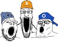 3soyjaks bitcoin cap chainlink clothes cryptocurrency ethereum glasses hat open_mouth soyjak soyjak_trio stretched_mouth stubble variant:gapejak variant:markiplier_soyjak variant:tony_soprano_soyjak // 1700x1252 // 242.9KB