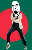 angry animated bangladesh country dance flag flag:bangladesh gangnam_style glasses open_mouth soyjak stubble variant:cobson // 300x460 // 500.6KB