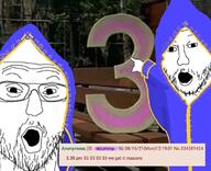 4chan clothes freemason glasses irl_background open_mouth pointing soyjak stubble text variant:two_pointing_soyjaks // 788x640 // 135.3KB