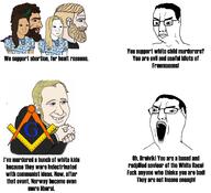 abortion angry breivik chad clothes comic freemason glasses hair mustache nordic_chad norway open_mouth pol_(4chan) soyjak soyjak_comic text variant:chudjak white_supremacist // 1973x1800 // 1003.7KB