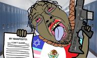 bloodshot_eyes brown_skin crying flag gun hanging holding_object irl_background israel jew manifesto mexico rope salvador_ramos shooter shooting soyjak text tranny variant:gapejak_front // 1165x699 // 791.3KB