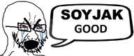 anti_soyjak bloodshot_eyes crying glasses open_mouth soyjak speech_bubble stubble thick_eyebrows variant:cryboy_soyjak // 680x288 // 93.2KB