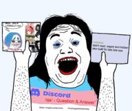 bbc discord flag greentext hair hand holding_object makeup open_mouth qa_(4chan) soyjak stubble text tranny variant:alicia wow_she_is_literally_me // 949x800 // 180.7KB