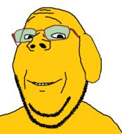 4chan animal animated dog ear gif glasses janny licking_lips open_mouth smile soyjak stubble variant:wholesome_soyjak yellow // 725x800 // 335.7KB