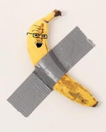 banana ear glasses irl modern_art open_mouth soyjak steele_dossier tape variant:soyak // 1278x1596 // 500.2KB