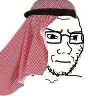 arab clothes concerned frown glasses hat islam keffiyeh soyjak stubble variant:soyak // 387x419 // 180.7KB