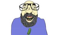 acne beard clothes cracked_teeth glasses gray_hair open_mouth pickle_rick rick_and_morty soyjak tv_(4chan) variant:israeli_soyjak white_skin yellow_teeth // 1416x854 // 188.3KB