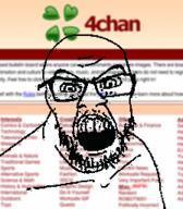 4chan angry animated gif glasses moving open_mouth rage screenshot soyjak stubble variant:feraljak // 224x256 // 624.6KB
