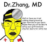 asian china clothes country doctor ear flag glasses hair head_mirror small_eyes soyjak subvariant:chudjak_front text variant:chudjak yellow_skin // 680x617 // 136.9KB