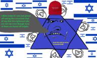 cap clothes country donald_trump ear flag hat israel israeli judaism large_nose maga sad soyjak speech_bubble text variant:impish_soyak_ears // 1161x702 // 278.7KB