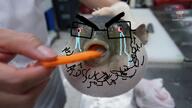 animal apple bloodshot_eyes carrot crying fish glasses hand irl japan leaf open_mouth puffer_fish soyjak stubble variant:unknown // 1280x720 // 151.2KB