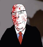 american_psycho blood closed_mouth clothes glasses irl_background patrick_bateman shadow smile smug soyjak stubble subvariant:nucob suit variant:cobson // 827x897 // 131.2KB