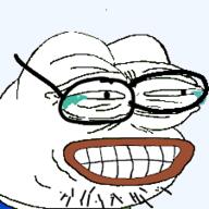 clothes crying frog glasses laughing lips pepe squinting stubble tear teeth transparent transparent_background variant:unknown // 225x225 // 15.8KB
