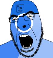 angry blue_skin chemistry chromium element glasses google open_mouth soyjak stubble text variant:cobson // 721x789 // 50.5KB