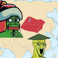 angry animated asian china clothes crying frog glasses hat history map mongol_empire mongolia pepe rice_hat stretched_mouth stubble teeth variant:soyak yellow_skin // 448x446 // 75.1KB