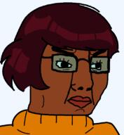 angry brown_hair brown_skin closed_mouth clothes eyelashes female glasses indian indian_female lipstick scooby_doo sweater transparent variant:chudjak velma_dinkley // 709x770 // 26.5KB