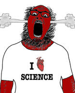 angry arm beard clothes fume glasses i_love looking_down mustache nipple open_mouth red_skin science smoke soyjak tshirt variant:ignatius // 526x649 // 167.9KB