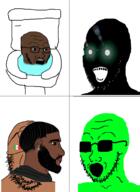 4soyjaks black_skin brown_skin chad country flag glasses glowie glowing glowing_eyes green inverted mexico nordic_chad open_mouth soyjak stubble sunglasses thougher toilet toilet_nigger variant:gapejak variant:soyak // 2028x2784 // 742.0KB