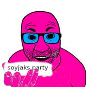 doll_(user) glasses open_mouth pink_skin soyjak_party stubble variant:el_perro_rabioso // 430x400 // 62.2KB