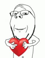 2soyjaks animated female femjak glasses glitch heart holding_object open_mouth smile soyjak stubble subvariant:wholesome_soyjak thumbnail_glitch variant:gapejak vore // 198x255 // 208.6KB
