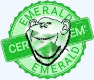 badge ear emerald gem green seal_of_approval smile soyjak stamp stubble template text variant:impish_soyak_ears // 761x650 // 400.4KB