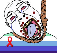 aids bloodshot_eyes gay gay_flag monkeypox open_mouth poop rope suicide variant:bernd yellow_teeth // 5241x4903 // 1.4MB