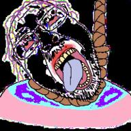 animated bloodshot_eyes crying flag gif glasses hair hanging inverted mustache open_mouth purple_hair rope soyjak strobe stubble suicide tongue tranny variant:gapejak_front yellow_teeth // 200x200 // 46.8KB