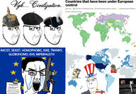 5soyjaks angry blue_eyes closed_mouth clothes crying europe european_union glasses hat japan latinx mexico open_mouth smile smug south_korea soyjak stubble subvariant:nucob text united_states variant:chudjak variant:cobson variant:smugjak yellow_hair yuropoor_cuck_faggot // 2974x2056 // 882.5KB