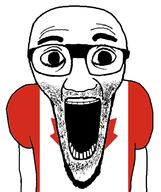 arm canada clothes country deformed flag glasses open_mouth soyjak stretched_mouth stubble subvariant:el_perro_loco tshirt variant:el_perro_rabioso // 788x941 // 127.8KB
