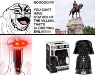 arm bloodshot_eyes crying distorted eyes_popping funko_pop glasses glowing glowing_eyes hand hands_up open_mouth soyjak star_wars statue stretched_mouth stubble text thick_eyebrows tongue variant:et variant:waow yellow_teeth // 960x754 // 671.3KB