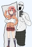 anime arm body_pillow fat gabriel_dropout glasses hairy hand leg open_mouth phone satania soyjak stubble torso underpants variant:unknown // 876x1287 // 349.7KB