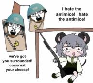 2soyjaks anime antichrist antimice clothes cropped glasses head helmet i_hate_the_antichrist looking_at_you nazrin open_mouth ratposter schizoposting soyjak stubble touhou united_nations variant:unknown video_game // 708x630 // 593.1KB