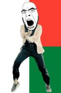 angry animated country dance flag full_body gangnam_style glasses irl madagascar open_mouth soyjak stubble variant:cobson // 300x460 // 499.2KB