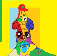 baby cap clothes colorful deformed drawn_background frog hat mushroom mustache pacifier pepe shroomjak sneed soyjak variant:jacobson // 489x478 // 37.9KB