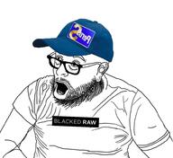beard blacked cap clothes ear finns_party glasses hat open_mouth soyjak tshirt variant:unknown // 977x894 // 83.7KB