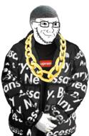 chain clothes drip glasses hair jacket ring smile smug soyjak stubble supreme the_forth_face variant:classic_soyjak // 636x975 // 506.5KB