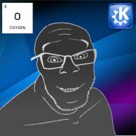 black_skin chemistry element glasses happy kde linux oxygen smile soyjak text variant:feraljak // 1000x1000 // 544.3KB