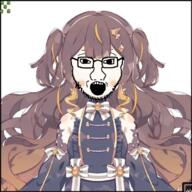 anime anya_melfissa brown_hair clothes female glasses hair hololive open_mouth soyjak stubble variant:classic_soyjak_front vtuber // 629x629 // 487.6KB