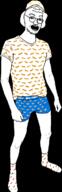 arm clothes full_body glasses hand hat leg open_mouth shorts sock soyjak stubble tshirt variant:unknown // 385x1196 // 27.0KB