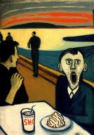arm art edvard_munch food full_body meta:not_a_soyjak munch painting panic pier sea ship soy_parody stubble table the_scream variant:unknown water // 714x1024 // 118.6KB