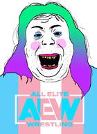 all_elite_wrestling blush clothes colorful_hair hair lipstick makeup open_mouth soyjak stubble tranny variant:alicia wrestling yellow_teeth // 648x891 // 286.6KB