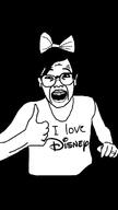 arm bowtie clothes disney ear female glasses hair hand i_love open_mouth ring soyjak thumbs_up variant:unknown // 427x760 // 46.1KB