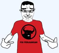 bull clothes glasses indonesia indonesian indonesian_text kara_boga logo pointing political_party politics smile subvariant:chudjak_front text variant:chudjak variant:shirtjak // 618x559 // 104.6KB