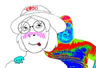 ahegao blush cado clothes colorful glasses hat heat_map nikocado_avocado sex soyjak subvariant:female_cobson tongue variant:cobson // 1835x1299 // 409.0KB