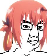angry anime glasses hair looking_at_you red_hair satania soyjak variant:chudjak // 645x770 // 322.8KB