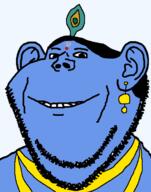 bindi blue blue_skin ear earring god hair hinduism krishna religion smile soyjak stubble variant:impish_soyak_ears // 574x730 // 54.6KB